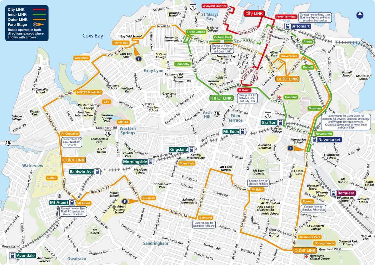 Auckland ruta de autobús mapa