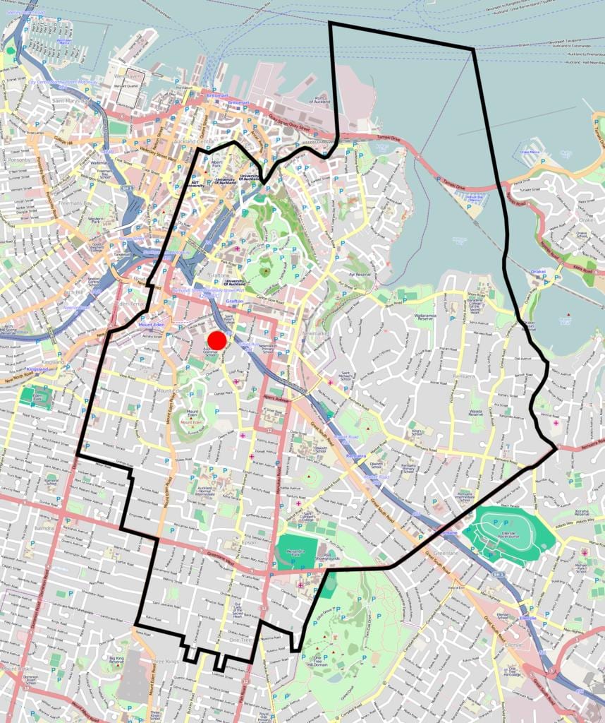Auckland escola de Gramática avisos mapa