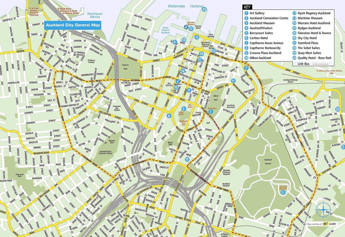 mapa de Auckland centro da cidade