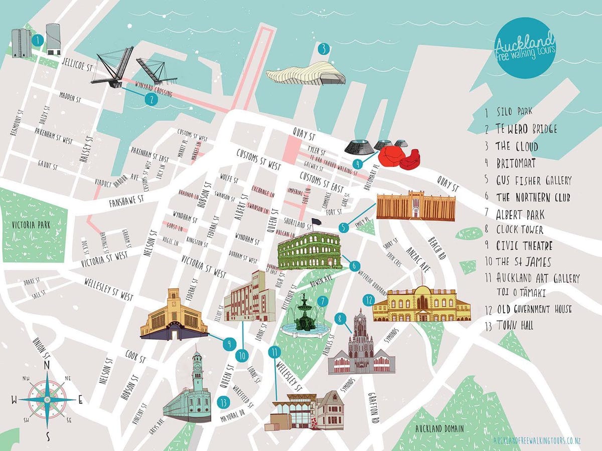 Da cidade de Auckland anda mapa
