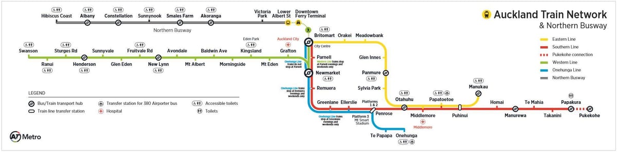 Auckland tren rede mapa
