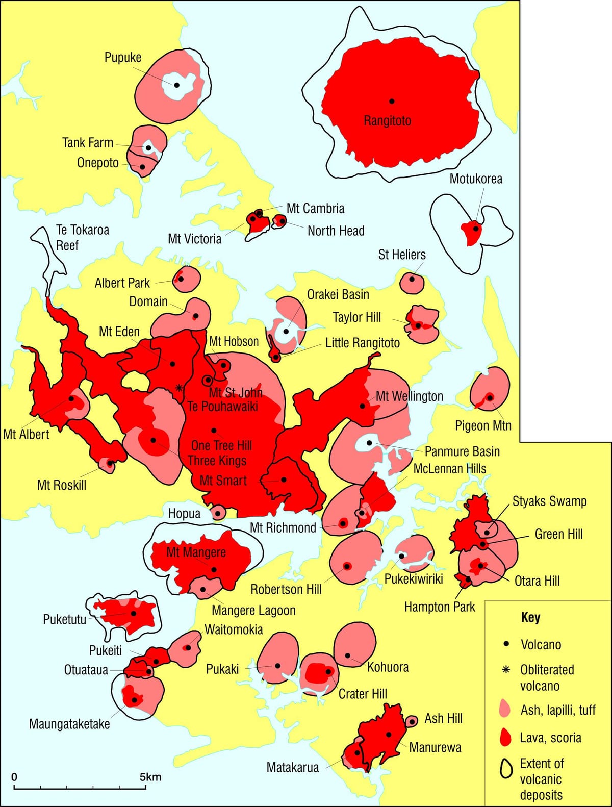 Auckland volcáns mapa