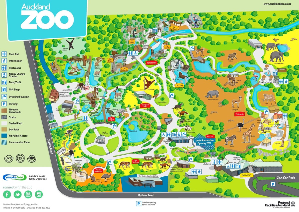 mapa de Auckland zoo