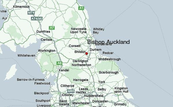 mapa de Bispo Auckland