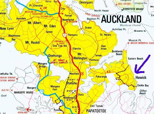 mapa de Howick Auckland