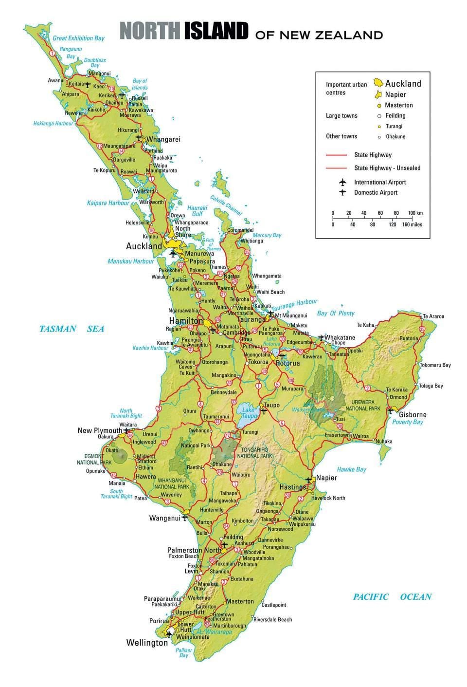 mapa da illa norte de Nova Zelandia