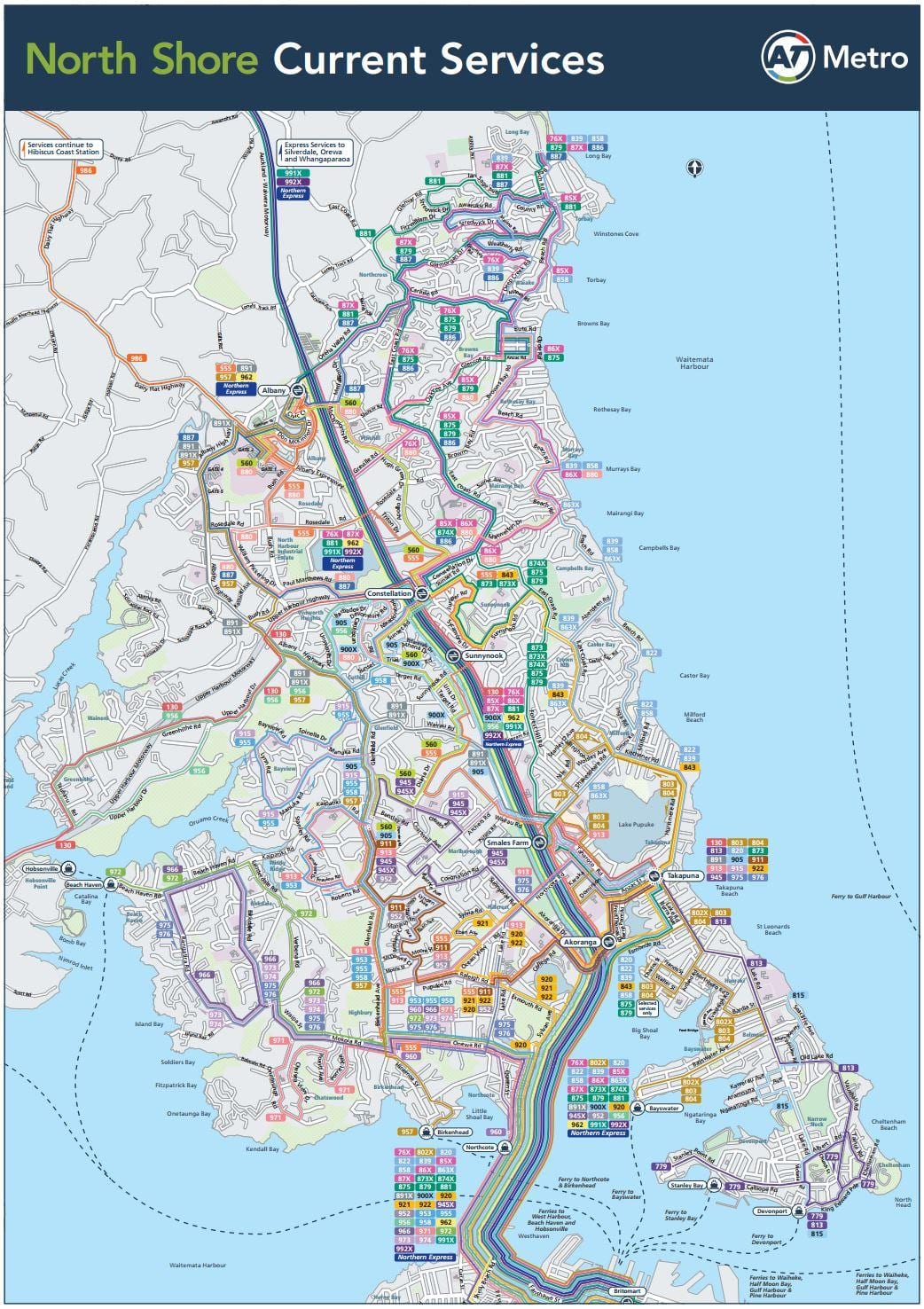 mapa de north shore Auckland