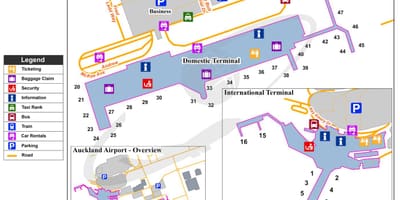 Auckland aeroporto doméstico terminal mapa