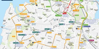 Auckland ruta de autobús mapa