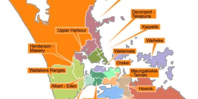 Auckland consello límites mapa