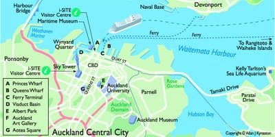 Auckland barco de cruceiro terminal mapa