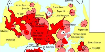 Auckland volcáns mapa